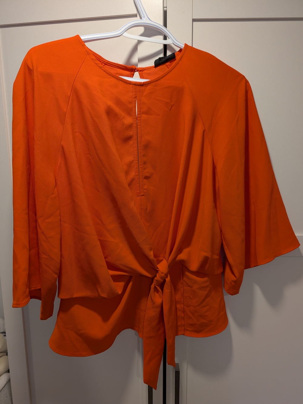 Topshop Bright Orange Tie-Waist Blouse